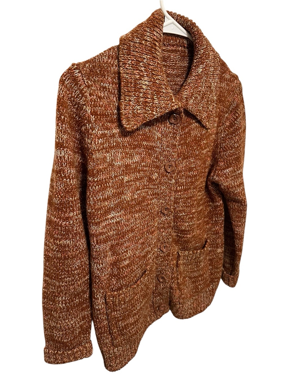 Cozy Women's Marled Brown Button-Front Cardigan Sweater